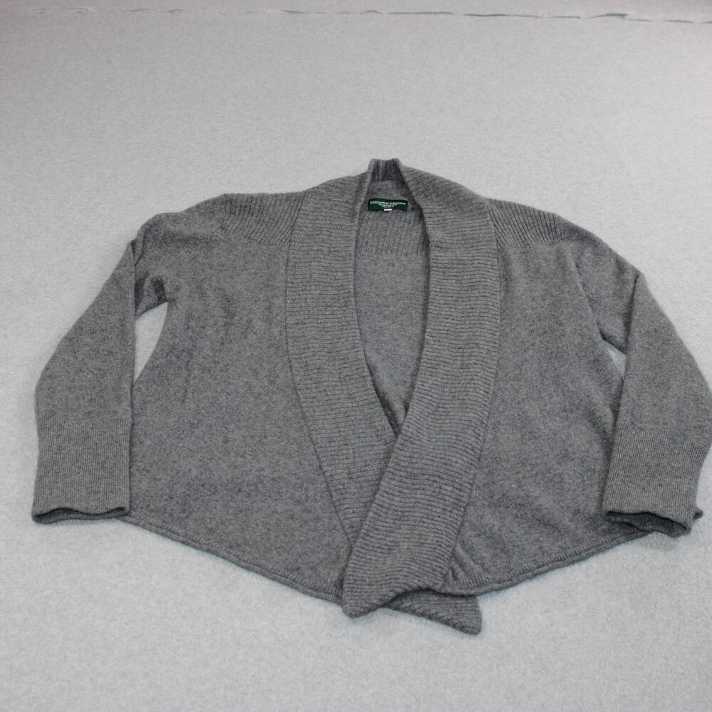 Hammacher Schlemmer Cashmere Sweater Women XL Gray Cardigan Open Front Topper - Picture 1 of 8